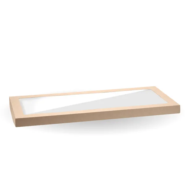 CATERING TRAY WINDOW LID PLA LARGE Kraft QTY 50