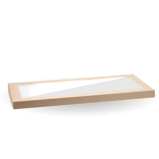 CATERING TRAY WINDOW LID PLA LARGE Kraft QTY 50